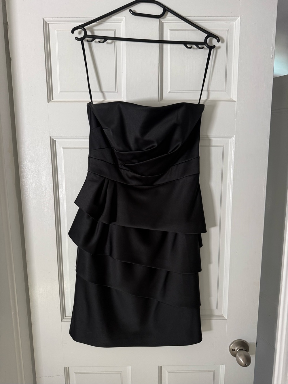 White House Black Market Black Strapless Tiered Cocktail Dress